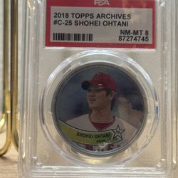 SHOHEI OHTANI 2018 TOPPS ARCHIVES 1980S TOPPS COINS C-25 ROOKIE PSA 8