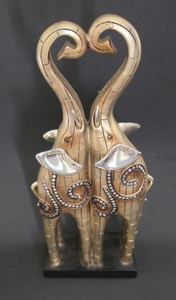 Kissing Elephants Figurine Statue