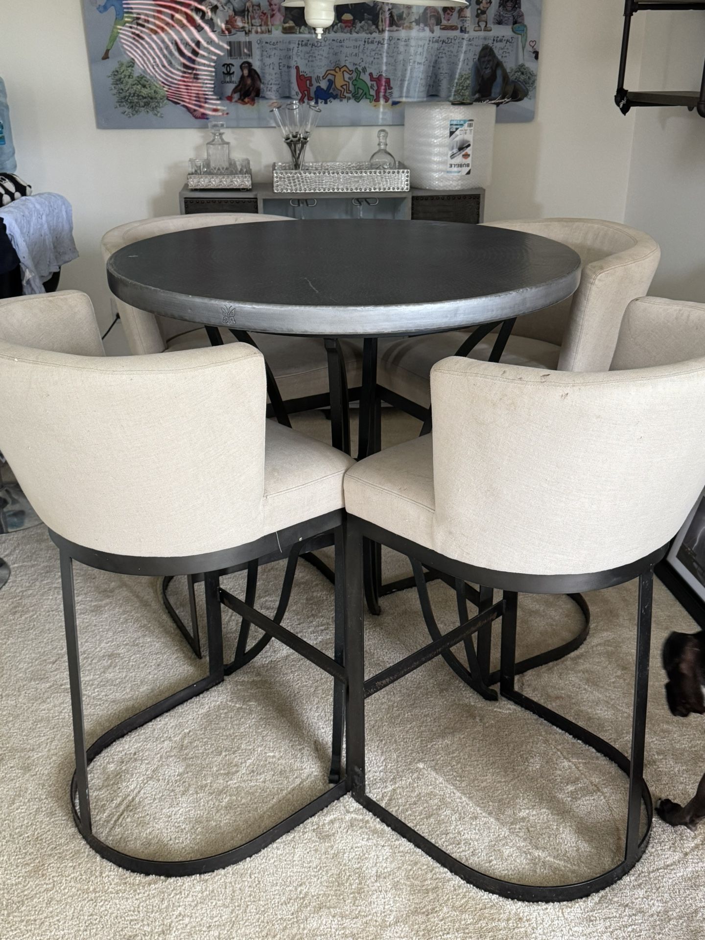 Arhaus High Top Table W/4 Stools
