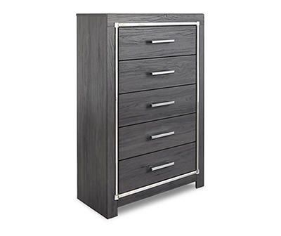 5 drawer grey wooden dresser