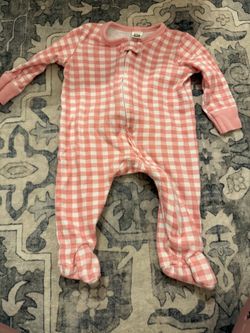 Pink Gingham Baby Zip-Up Footed Pajamas