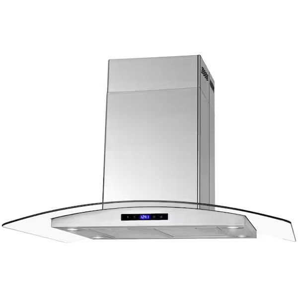 36 in. Convertible Kitchen Island Mount Range Hood in Stainless Steel with Tempered Glass and Touch Controls  