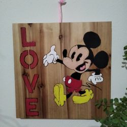 Rustic Mickey Mouse Wood Sign