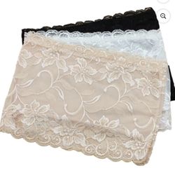 Women's Floral Lace Mock Camisole, 3-Pack, Black/Beige/White, Hip Length Coverage, Modesty Panel（one size）