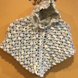 Stunning Crocheted Poncho build with hat for Girls