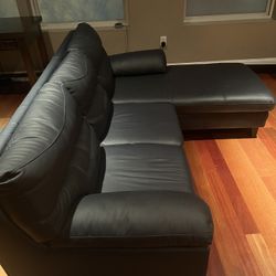 New Navy Blue Leather Sofa