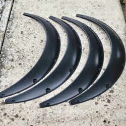 4 - Universal Black Fender Flairs With Nuts and Bolts For Installation