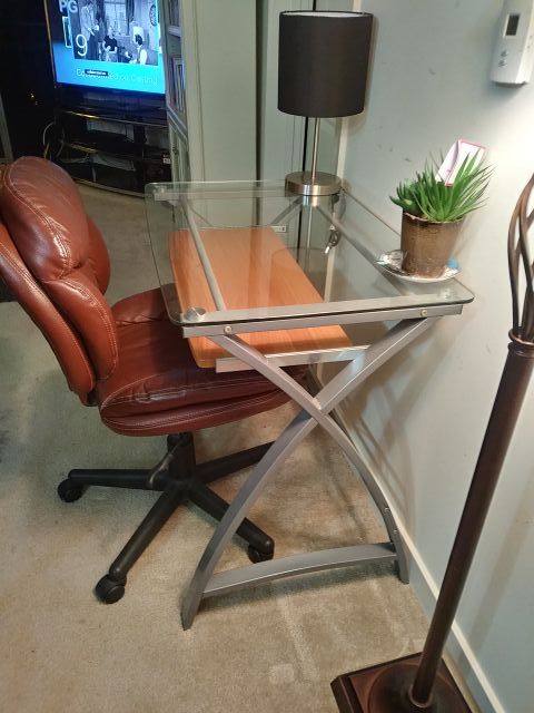 GLASS DESK WITH CHAIR