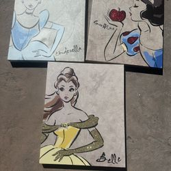 3 Disney Canvas Pictures 16x20 Inches