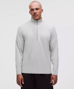 Lululemon Soft Jersey Half Zip Heathered Vapor Silver Drop Sz. M
