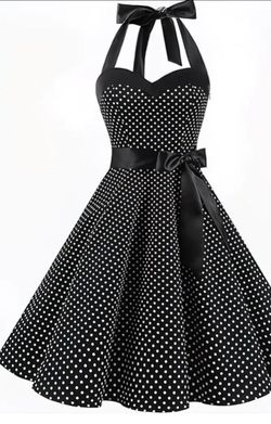 Medium black polka dot dress new