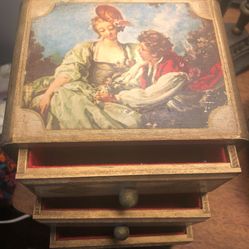 Beautiful Rare Wooden Vintage Golden Jewelry Music Box by TOYO