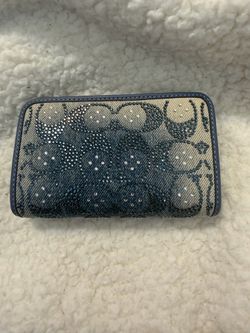 Coach Brand NWT Essential Blue Denim Crystal Slim Card Case