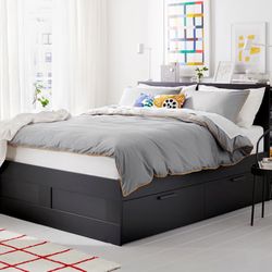 IKEA Brimnes Bed With Storage and headboard