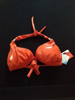 Shiny orange Brazilian bikini top