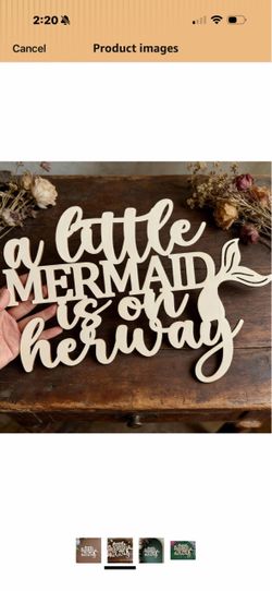 A Little Mermaid is on Her Way Wooden Sign baby shower decoration