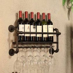 Wall Mounted Wine Pipe Shelf Rack