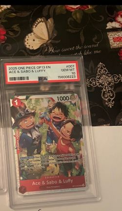 Ace & Sabo & Luffy OP13-007 Carrying On His Will Foil Psa 10