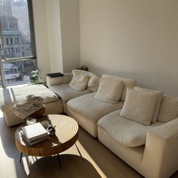 Down Filled Overstuffed 4 Piece Sectional Sofa Set beige