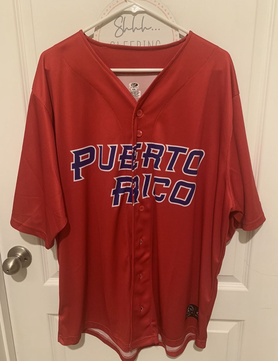 Jersey Baseball Puerto Rico, Adult Unisex, Size: 2XL - 3XLarge, White