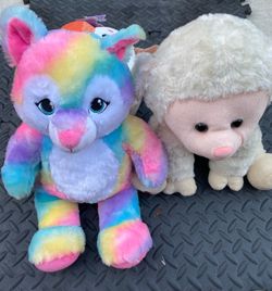 Bundle (2) Precious Moments Lamb Plush Stuffed Animal Cream Sheep Soft Toy Collectible
