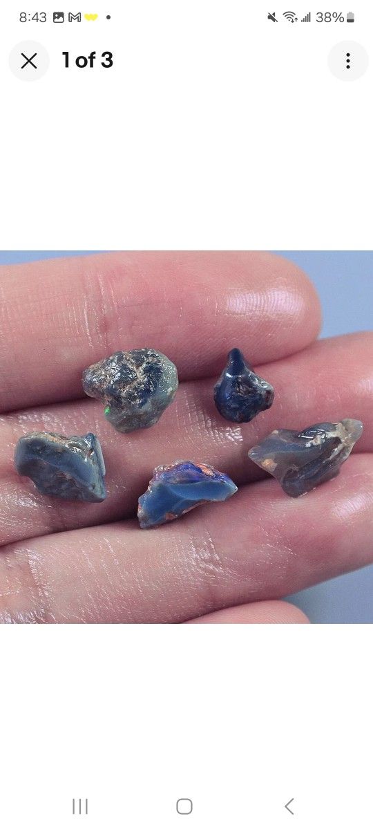 8ctw Lighting Ridge Black Opals Rough 5pcs. 