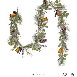HGTV Home Collection Unlit Artificial Christmas Garland, Mixed Branch Tips, Flexible Vine Base, Unlit, 108 Inches