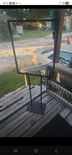 floor-standing black metal bulletin and sign holder stand