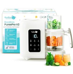 BooBoo Baby PuréePro V2 5-in-1 Baby Food Maker - Multifunctional Puree Blender, Auto Cooking & Grinder Chopper - Baby Food Processor with Steamer, Bot