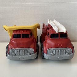 GREEN TOYS Recycled Large Firetruck & Dump Truck Toys