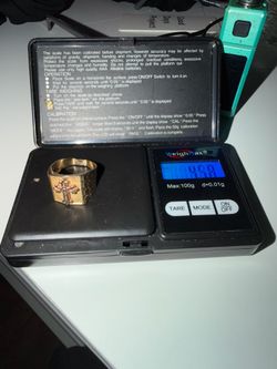 14k cross nugget ring