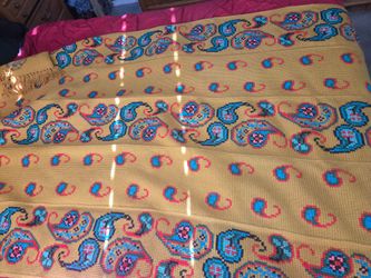 Vintage hand made crocheted paisley blanket