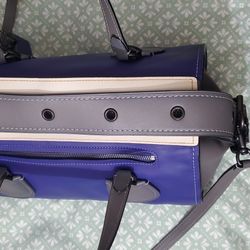 Coach Handbags Badland Satchel In Purple Blue Heather Grey