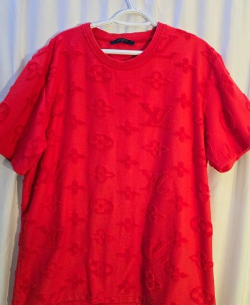 Mens Louis Vuitton Monogram T Shirt Red Size XL