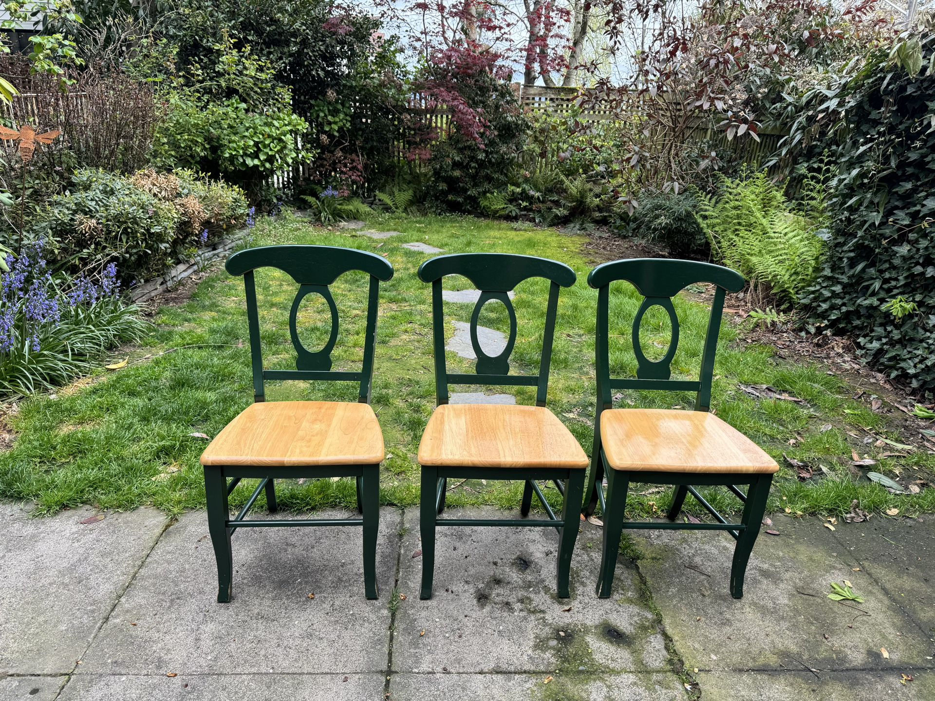 Three Solid Wood Chairs 