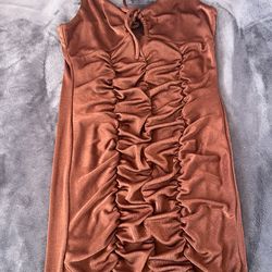 Ruched Brown Mini Dress – Bodycon