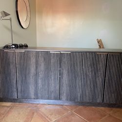 67" Fluted Grey Sideboard Credenza