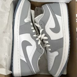 Size 12 W- Nike Air Jordan 1 Low White Wolf Grey Women's DC0774-105