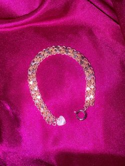 Real silver vintage hearts mesh chain women’s bracelet