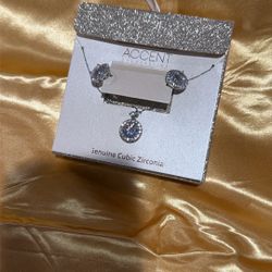 Earrings And Necklace Jwelry Set, Cubic Zirconia, $15( Great Mothers Day Gift)