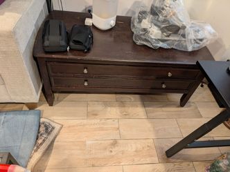 Brown tv unit table