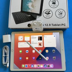  128GB Apple IPad Pro 12.9” (Retina /Touch ID / IOS 16) WiFi + cellular (Unlocked) with keyboard, case,  pen & Accesories (Apple Largest Tablet) 