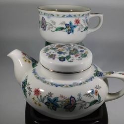 Vintage Andrea by Sadek Teapot  Cup Floral With Lid  Japan