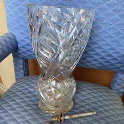 Antique Glass Base Heavy Glass  18” High