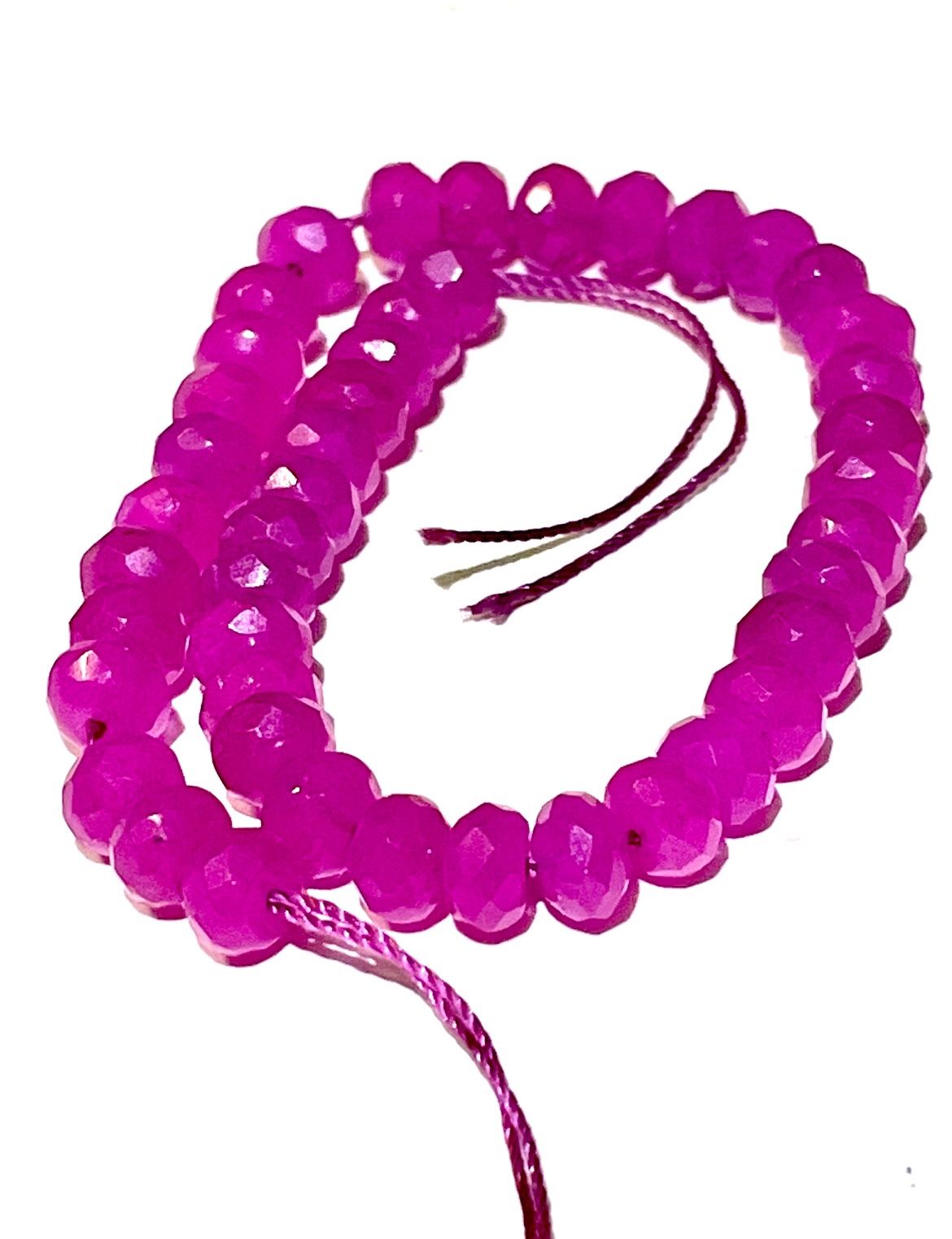 7” Strand Of Faceted Ruby Beads