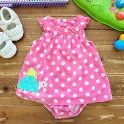 12MOS SLEEVELESS FUSCHIA POLKA-DOT TURTLE ROMPER