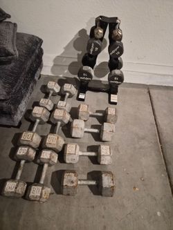 Hex Dumbbell Set with Rack – 10 to 50 lbs