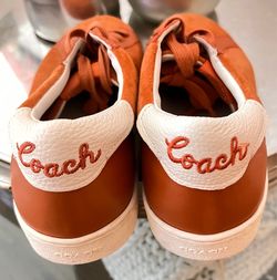 COACH Orange Suede Low-Top Sneakers by COACH