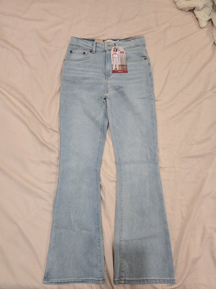 Youth Girls Levis Size 14 Regular 726 Flare Jeans Adjustable Waist - Brand New