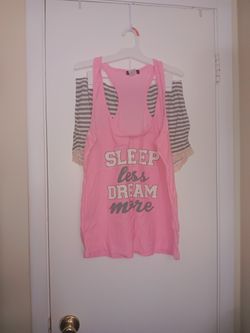 Pjamas Set Pink And Light Grey Size Large 